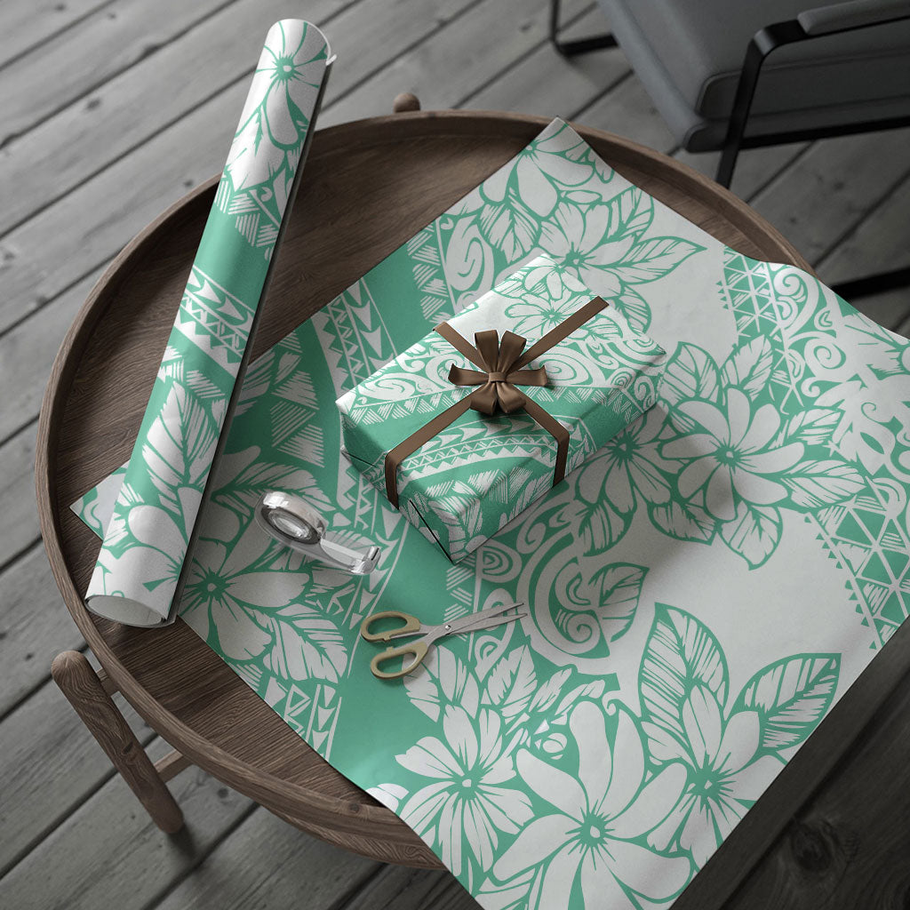 Polynesian Tiare Flower Cyan Pastel Wrapping Paper LT14 - Polynesian Pride