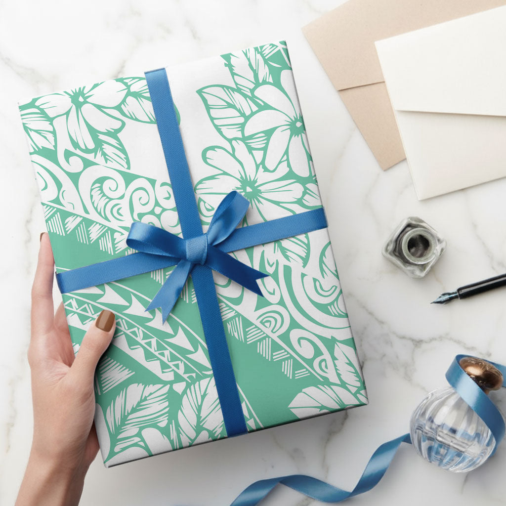 Polynesian Tiare Flower Cyan Pastel Wrapping Paper LT14 - Polynesian Pride
