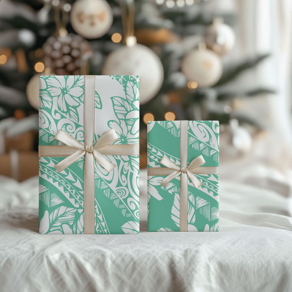Polynesian Tiare Flower Cyan Pastel Wrapping Paper LT14 - Polynesian Pride