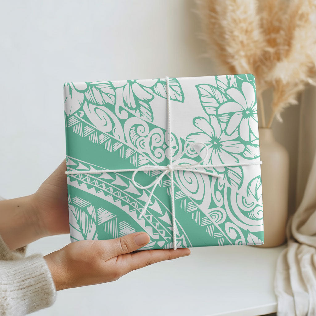 Polynesian Tiare Flower Cyan Pastel Wrapping Paper LT14 - Polynesian Pride