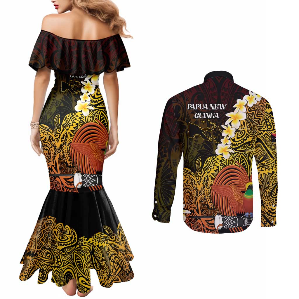 Papua New Guinea 1975 Couples Matching Mermaid Dress and Long Sleeve Button Shirt Create Our History Inspire Our Future - Polynesian Pride
