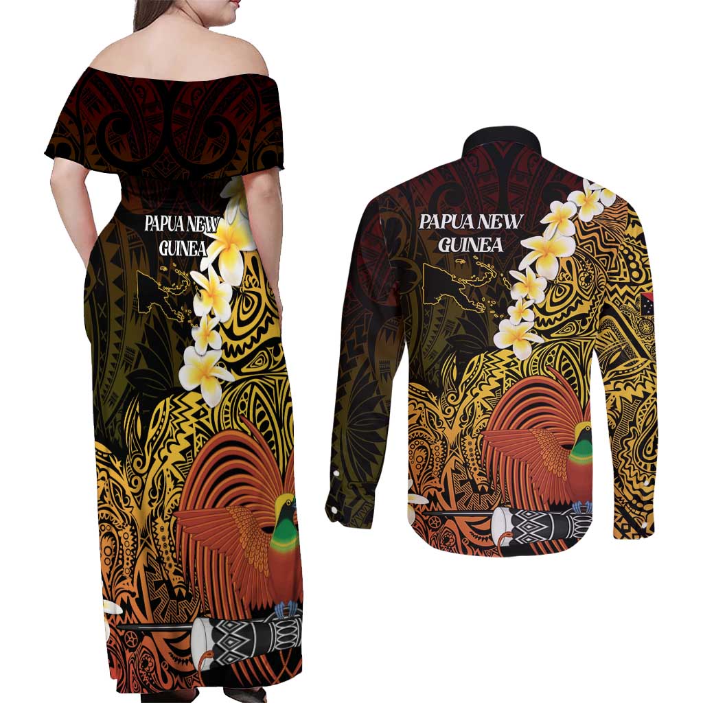 Papua New Guinea 1975 Couples Matching Off Shoulder Maxi Dress and Long Sleeve Button Shirt Create Our History Inspire Our Future - Polynesian Pride