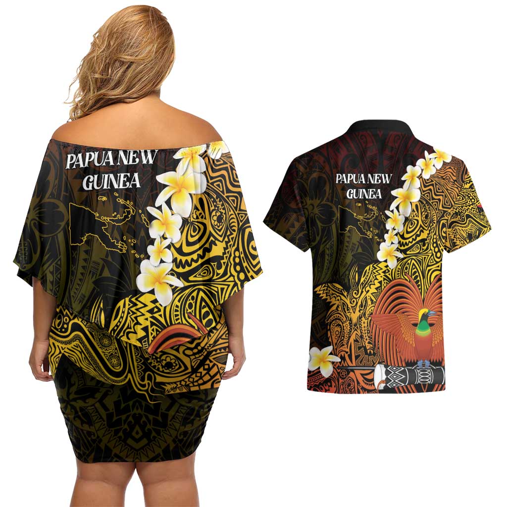 Papua New Guinea 1975 Couples Matching Off Shoulder Short Dress and Hawaiian Shirt Create Our History Inspire Our Future - Polynesian Pride