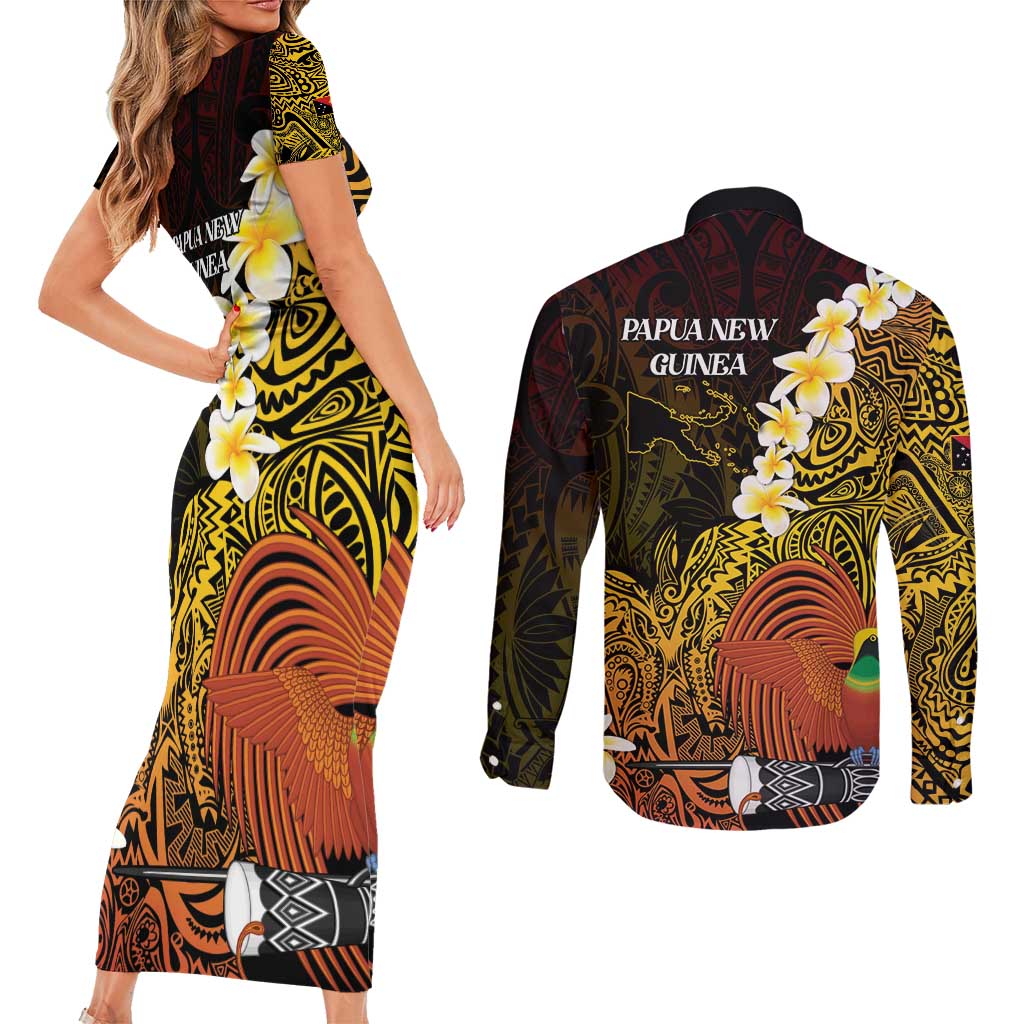Papua New Guinea 1975 Couples Matching Short Sleeve Bodycon Dress and Long Sleeve Button Shirt Create Our History Inspire Our Future - Polynesian Pride