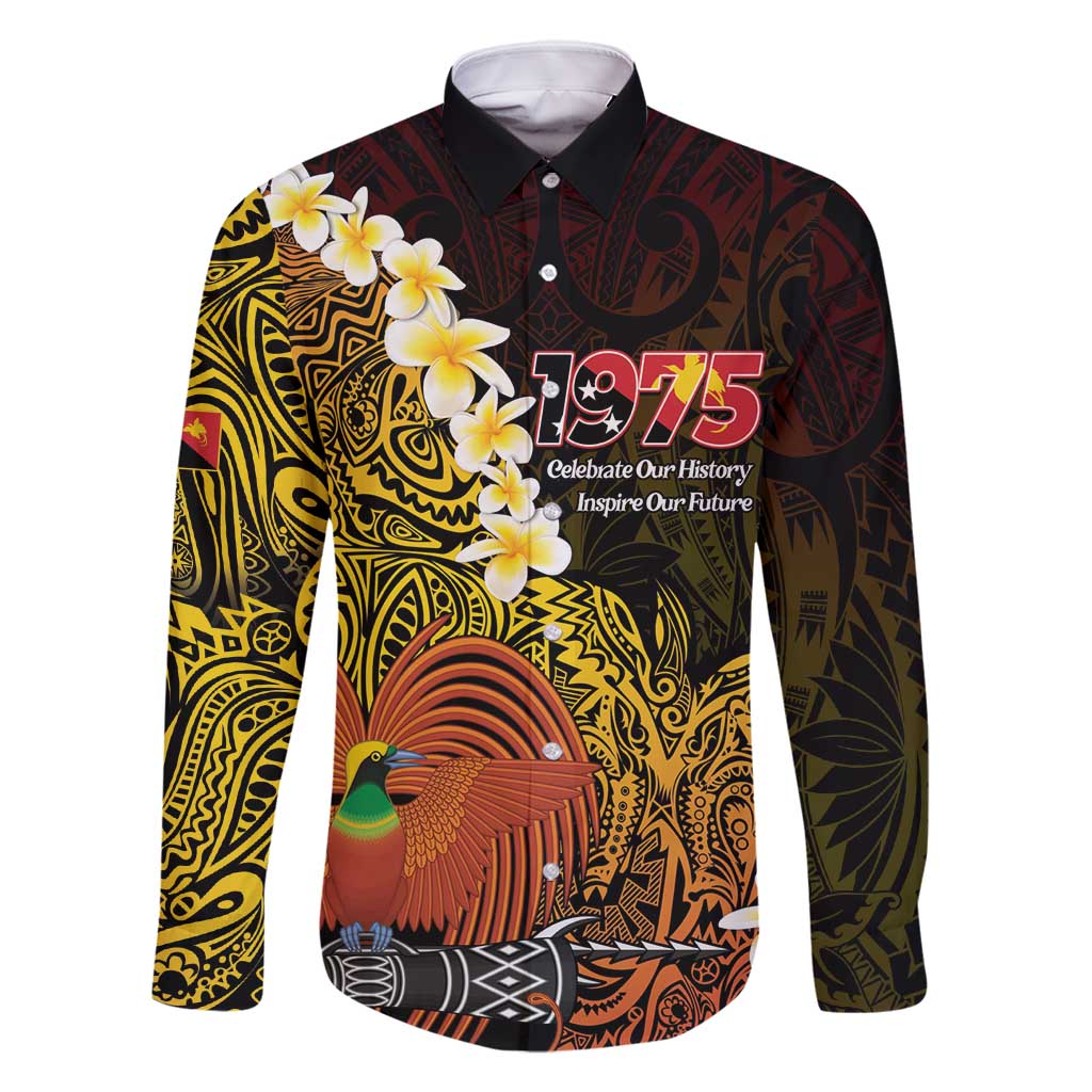 Papua New Guinea 1975 Family Matching Mermaid Dress and Hawaiian Shirt Create Our History Inspire Our Future LT14 Dad's Shirt - Long Sleeve Black - Polynesian Pride