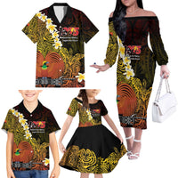 Papua New Guinea 1975 Family Matching Off The Shoulder Long Sleeve Dress and Hawaiian Shirt Create Our History Inspire Our Future - Polynesian Pride