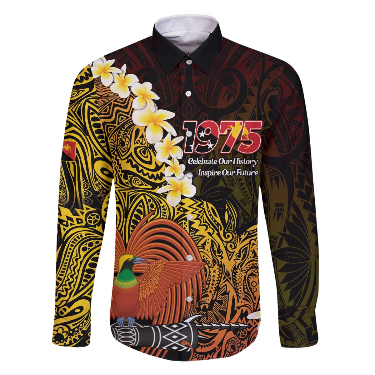 Papua New Guinea 1975 Family Matching Off The Shoulder Long Sleeve Dress and Hawaiian Shirt Create Our History Inspire Our Future - Polynesian Pride