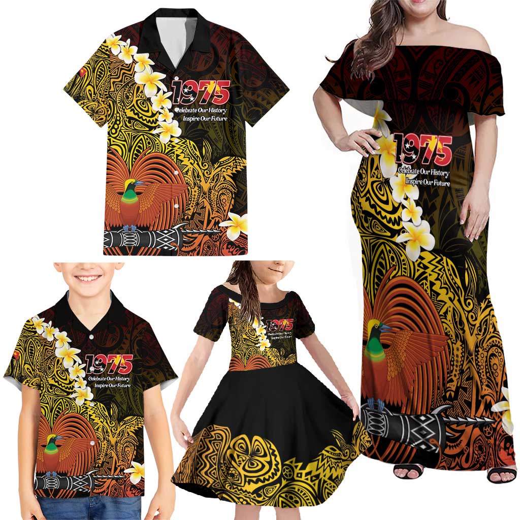 Papua New Guinea 1975 Family Matching Off Shoulder Maxi Dress and Hawaiian Shirt Create Our History Inspire Our Future - Polynesian Pride