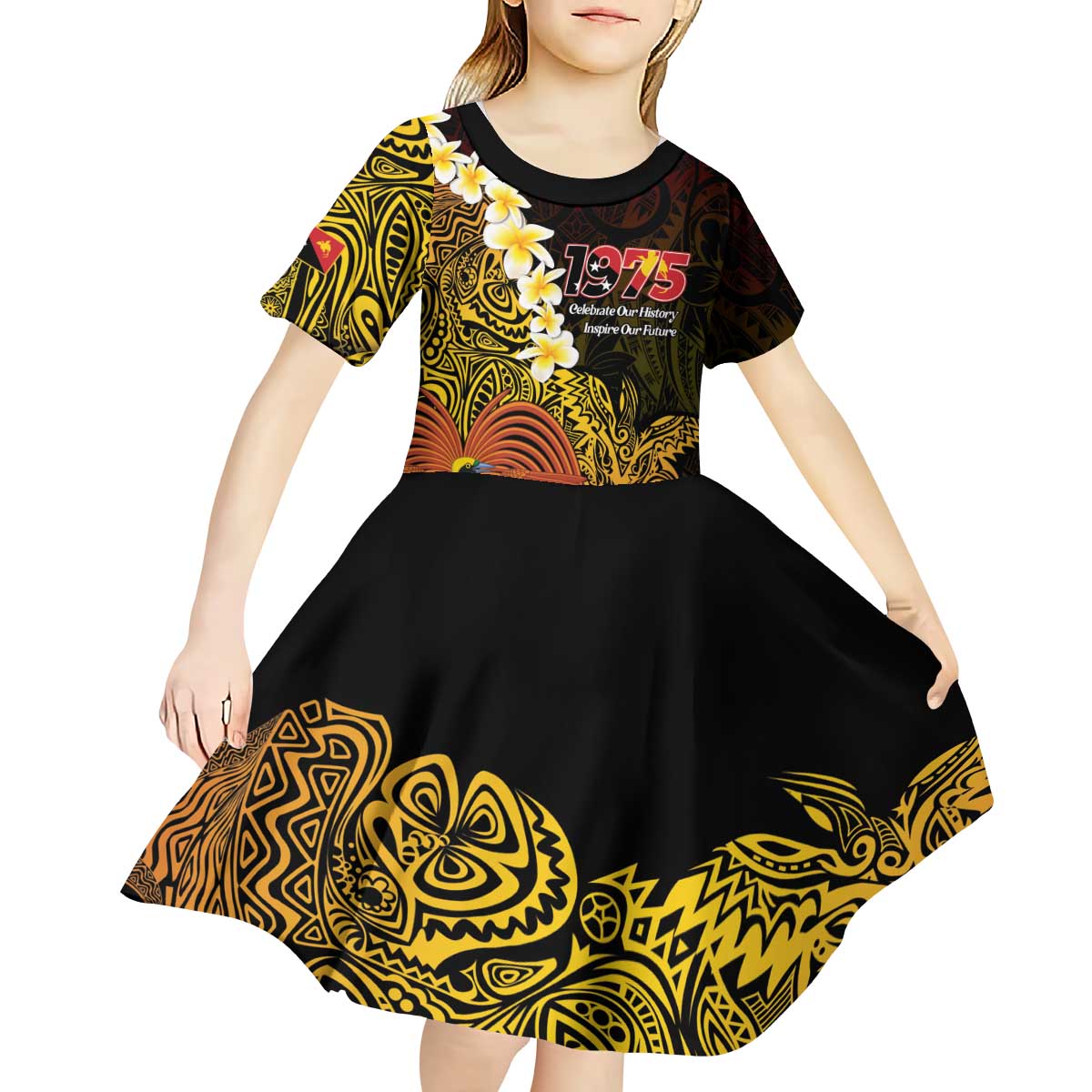 Papua New Guinea 1975 Kid Short Sleeve Dress Create Our History Inspire Our Future - Polynesian Pride