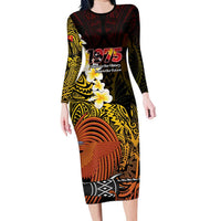 Papua New Guinea 1975 Long Sleeve Bodycon Dress Create Our History Inspire Our Future - Polynesian Pride