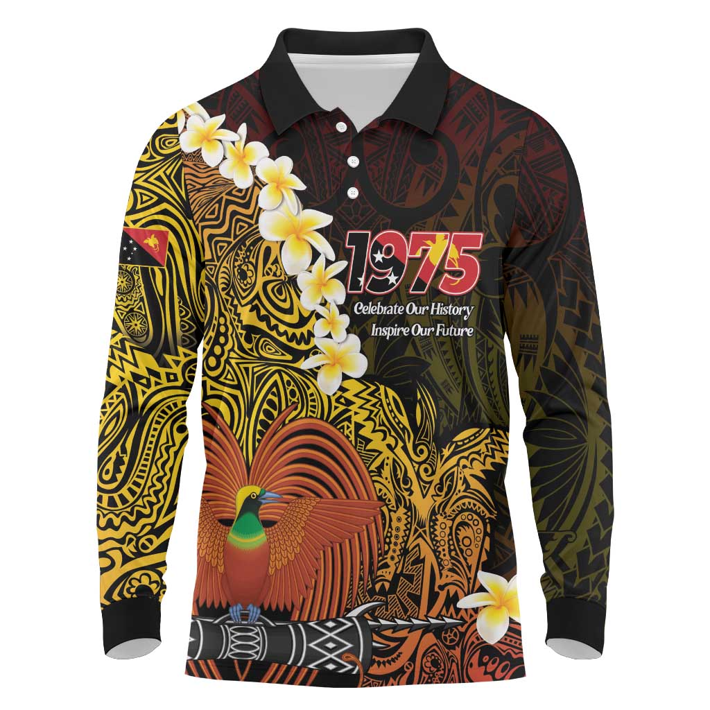 Papua New Guinea 1975 Long Sleeve Polo Shirt Create Our History Inspire Our Future - Polynesian Pride