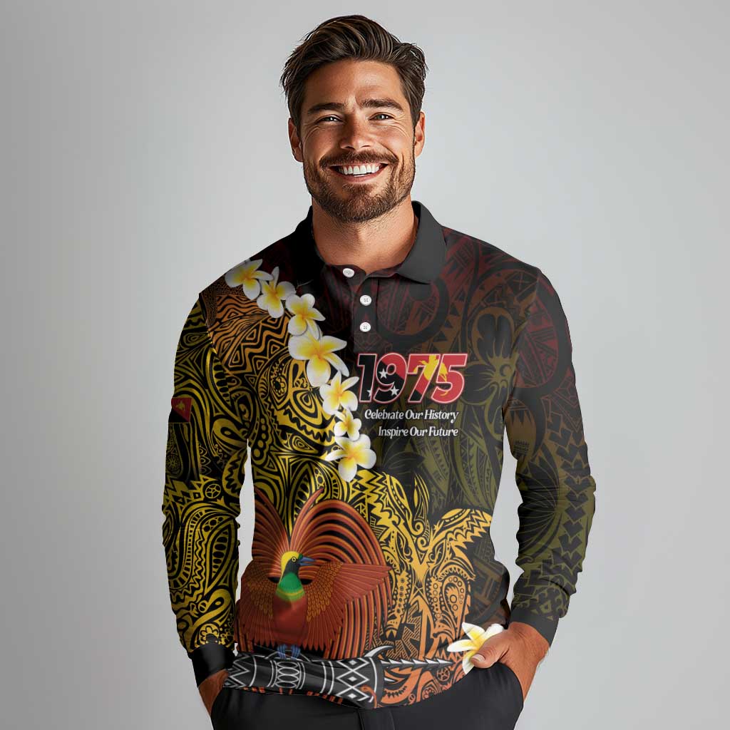 Papua New Guinea 1975 Long Sleeve Polo Shirt Create Our History Inspire Our Future - Polynesian Pride