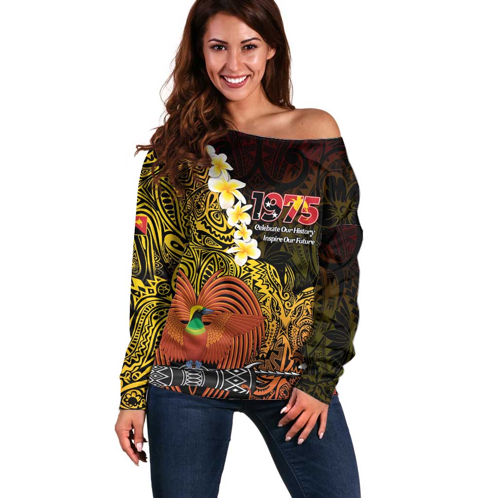 Papua New Guinea 1975 Off Shoulder Sweater Create Our History Inspire Our Future - Polynesian Pride
