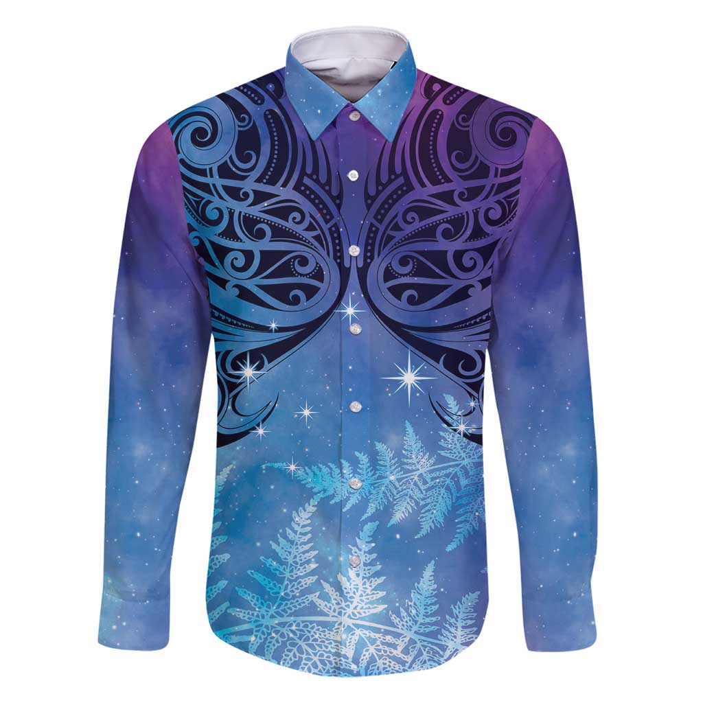 New Zealand Matariki Family Matching Long Sleeve Bodycon Dress and Hawaiian Shirt Aotearoa Maori New Year Galaxy Maori Silver Fern