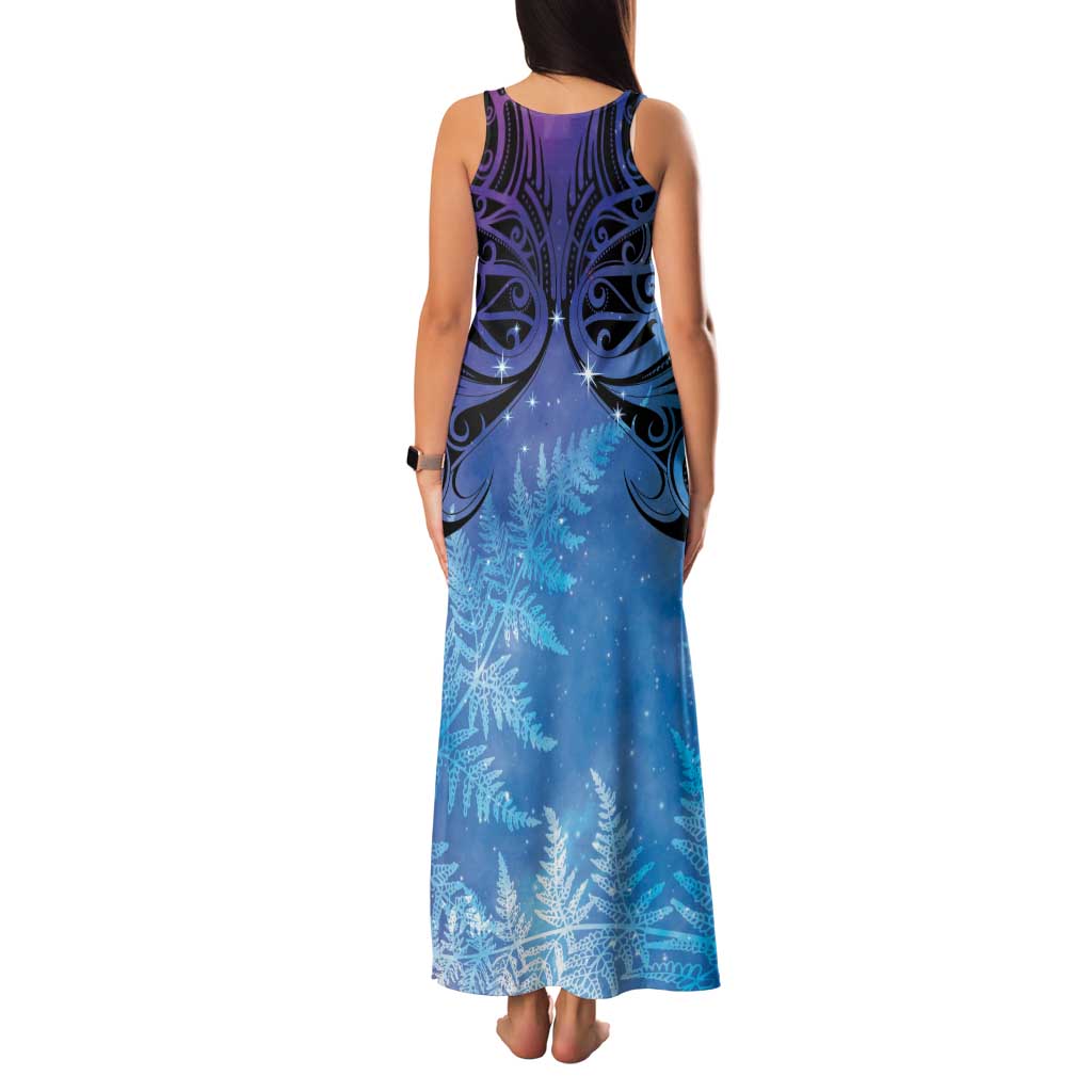 New Zealand Matariki Family Matching Tank Maxi Dress and Hawaiian Shirt Aotearoa Maori New Year Galaxy Maori Silver Fern