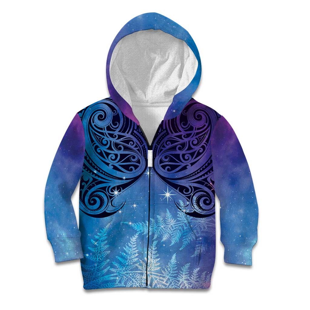 New Zealand Matariki Kid Hoodie Aotearoa Maori New Year Galaxy Maori Silver Fern
