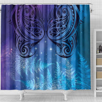 New Zealand Matariki Shower Curtain Aotearoa Maori New Year Galaxy Maori Silver Fern