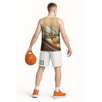 Personalised Bula Vinaka Fiji Drua Basketball Jersey Fijian Traditional Canoe Tapa Cloth Beige