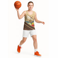 Personalised Bula Vinaka Fiji Drua Basketball Jersey Fijian Traditional Canoe Tapa Cloth Beige
