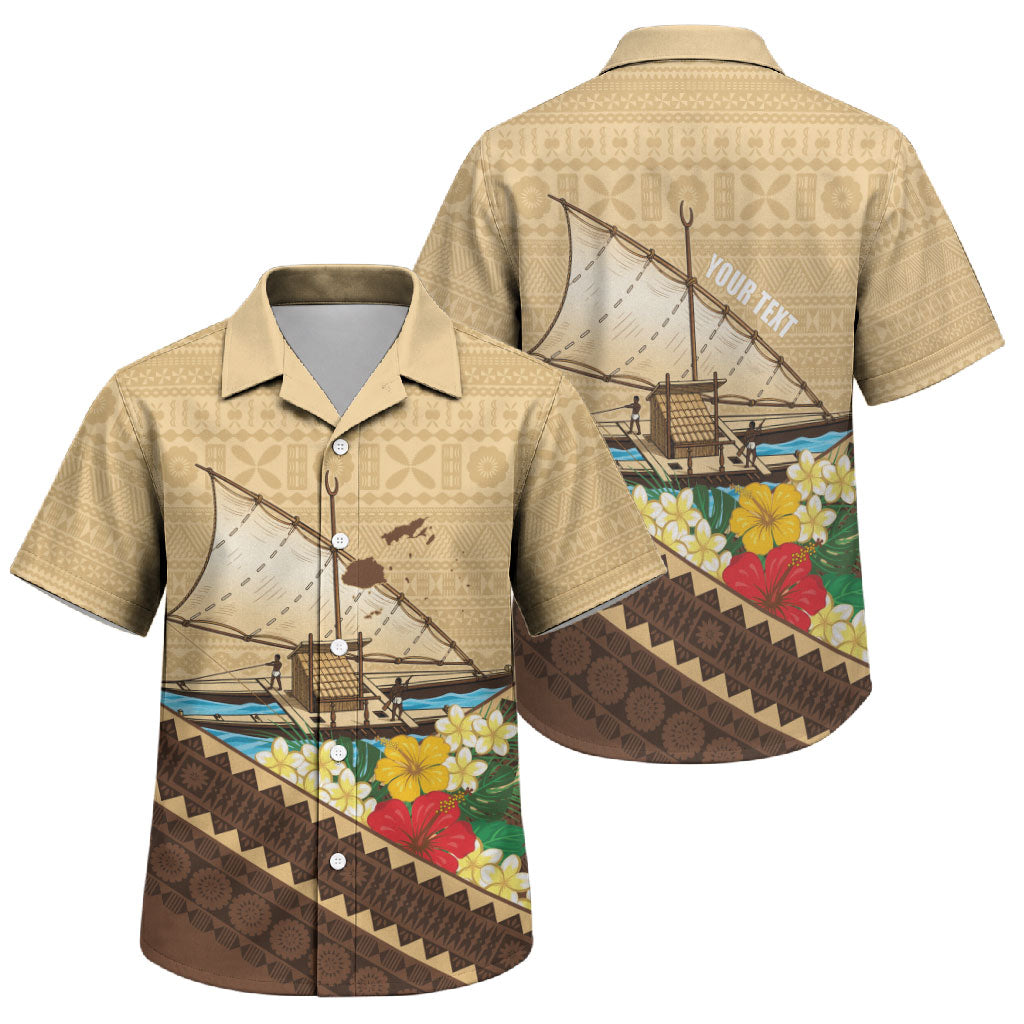 Personalised Bula Vinaka Fiji Drua Family Matching Off Shoulder Maxi Dress and Hawaiian Shirt Fijian Traditional Canoe Tapa Cloth Beige LT14 Son's Shirt Beige - Polynesian Pride