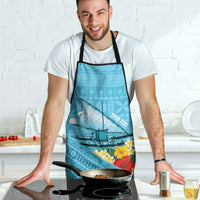 Personalised Bula Vinaka Fiji Drua Apron Fijian Traditional Canoe Tapa Cloth Blue LT14 - Polynesian Pride