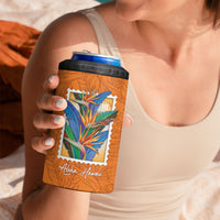 Aloha Hawaii Pua Manu 4 in 1 Can Cooler Tumbler Hawaiian Bird of Paradise Flowers Stylized Stamp LT14 - Polynesian Pride