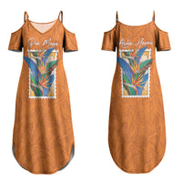 Aloha Hawaii Pua Manu Couples Matching Summer Maxi Dress and Hawaiian Shirt Hawaiian Bird of Paradise Flowers Stylized Stamp LT14 - Polynesian Pride
