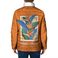Aloha Hawaii Pua Manu Padded Jacket Hawaiian Bird of Paradise Flowers Stylized Stamp LT14 - Polynesian Pride
