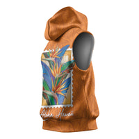 Aloha Hawaii Pua Manu Sleeveless Hoodie Hawaiian Bird of Paradise Flowers Stylized Stamp LT14 - Polynesian Pride