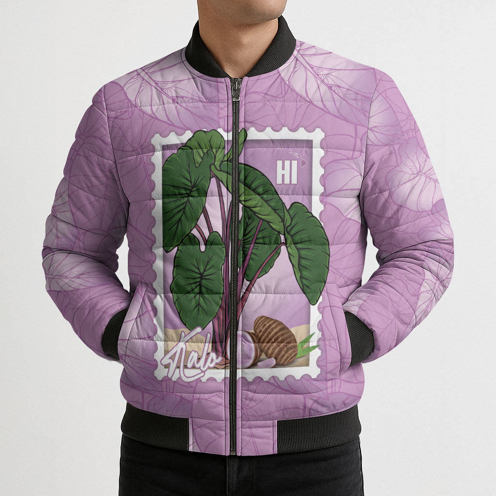 Aloha Hawaii Kalo Bomber Puffer Jacket Hawaiian Taro Leaves Stylized Stamp LT14 - Polynesian Pride
