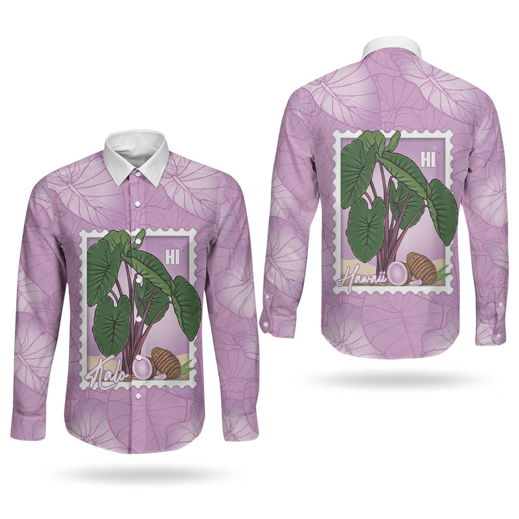 Aloha Hawaii Kalo Couples Matching Tank Maxi Dress and Long Sleeve Button Shirt Hawaiian Taro Leaves Stylized Stamp LT14 - Polynesian Pride