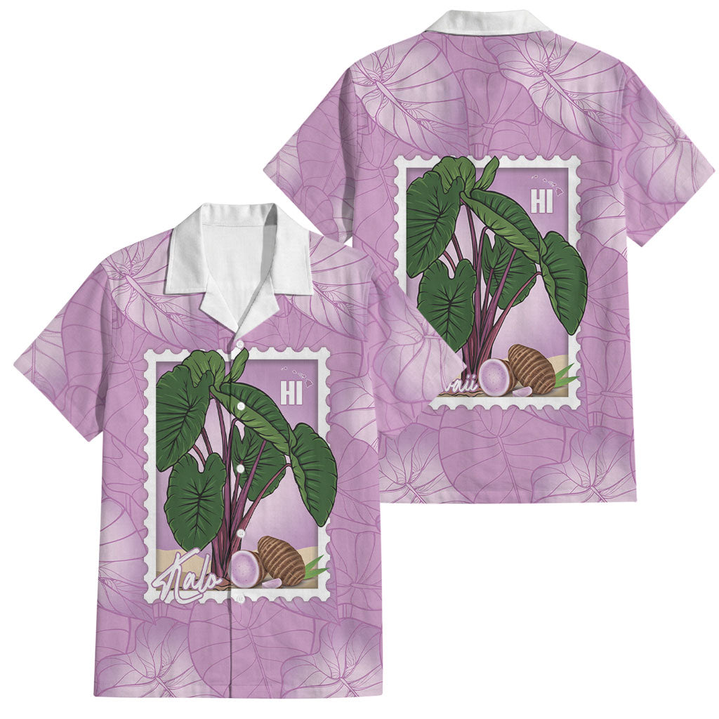 Aloha Hawaii Kalo Family Matching Long Sleeve Bodycon Dress and Hawaiian Shirt Hawaiian Taro Leaves Stylized Stamp LT14 Dad's Shirt - Short Sleeve Purple - Polynesian Pride