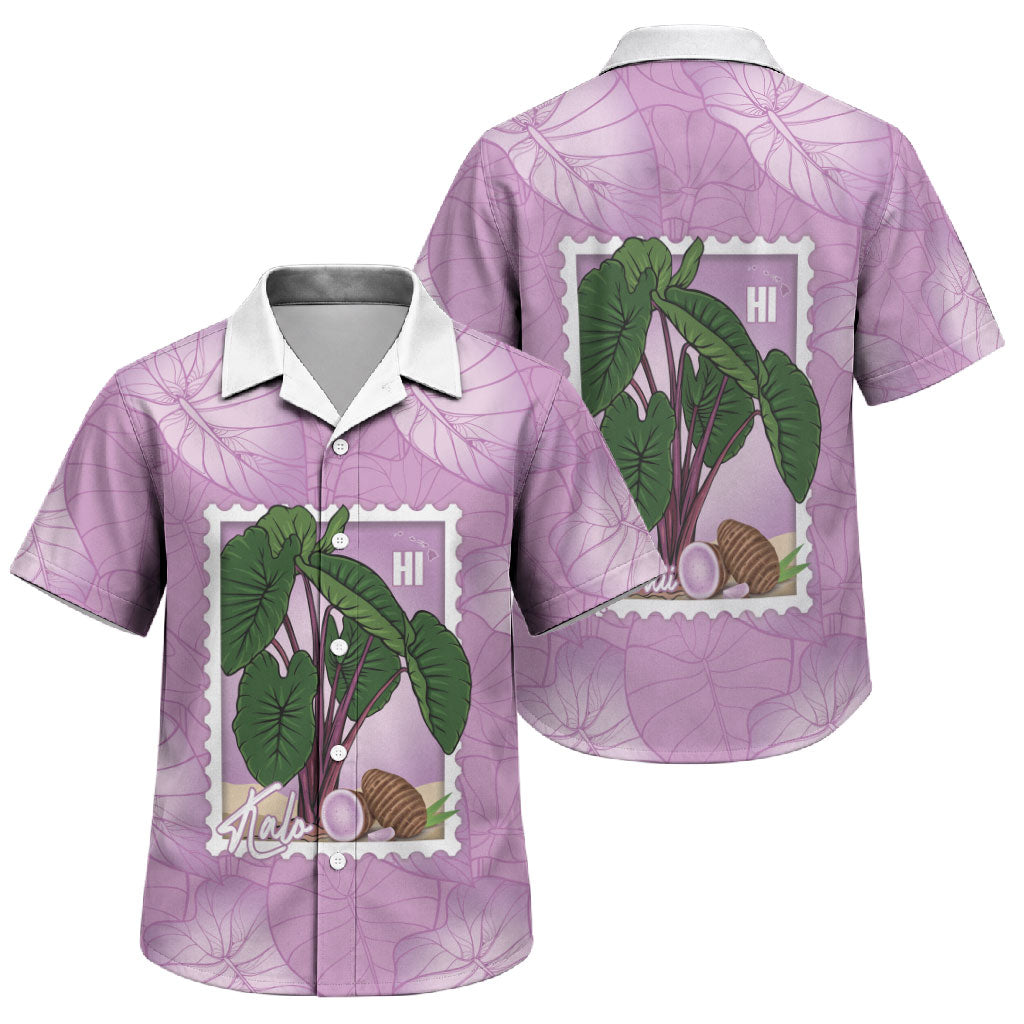 Aloha Hawaii Kalo Family Matching Off The Shoulder Long Sleeve Dress and Hawaiian Shirt Hawaiian Taro Leaves Stylized Stamp LT14 Son's Shirt Purple - Polynesian Pride
