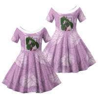 Aloha Hawaii Kalo Family Matching Off Shoulder Short Dress and Hawaiian Shirt Hawaiian Taro Leaves Stylized Stamp LT14 Daughter's Dress Purple - Polynesian Pride