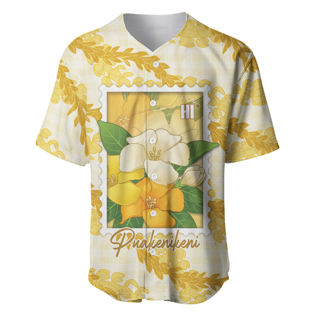Aloha Hawaii Puakenikeni Baseball Jersey Hawaiian Lei Palaka Motifs Stylized Stamp