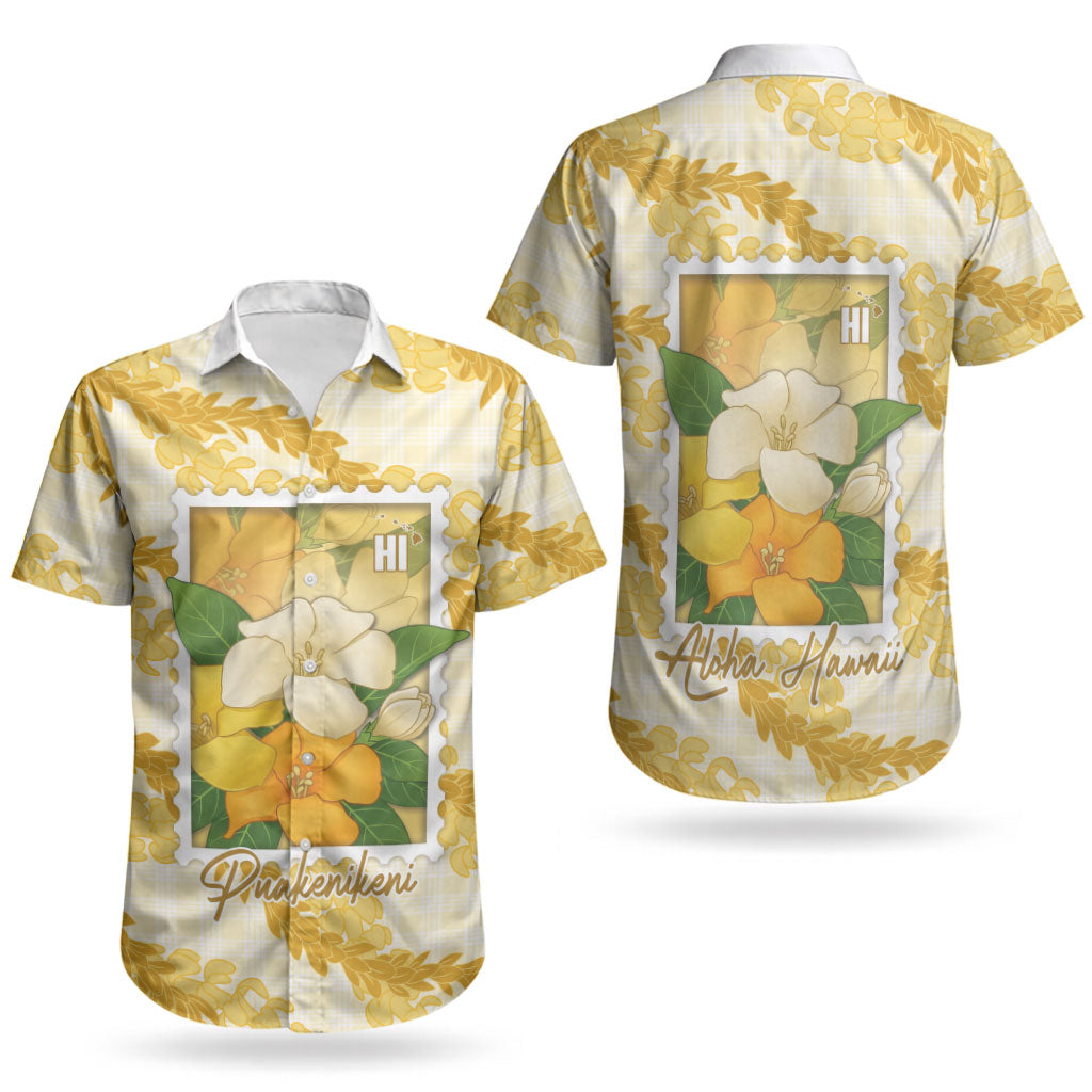Aloha Hawaii Puakenikeni Couples Matching Tank Maxi Dress and Hawaiian Shirt Hawaiian Lei Palaka Motifs Stylized Stamp LT14 - Polynesian Pride