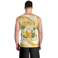 Aloha Hawaii Puakenikeni Men Tank Top Hawaiian Lei Palaka Motifs Stylized Stamp