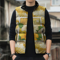Aloha Hawaii Puakenikeni Sleeveless Puffer Jacket Hawaiian Lei Palaka Motifs Stylized Stamp LT14 - Polynesian Pride