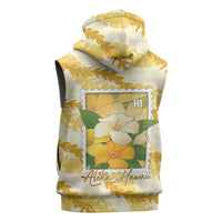 Aloha Hawaii Puakenikeni Sleeveless Zip Hoodie Hawaiian Lei Palaka Motifs Stylized Stamp LT14 - Polynesian Pride