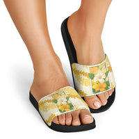 Aloha Hawaii Puakenikeni Slide Sandals Hawaiian Lei Palaka Motifs Stylized Stamp LT14 - Polynesian Pride