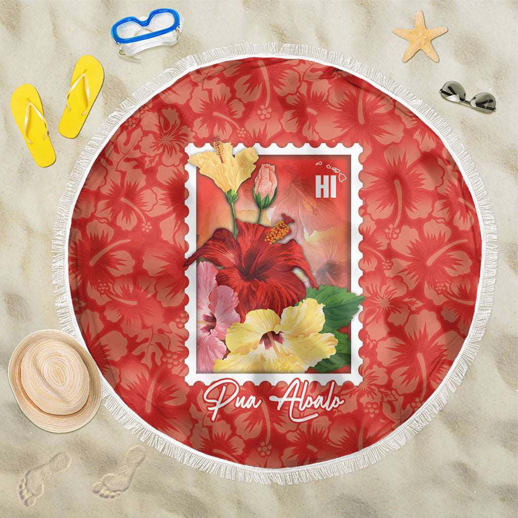 Aloha Hawaii Pua Aloalo Beach Blanket Hawaiian Hibiscus Flowers Stylized Stamp