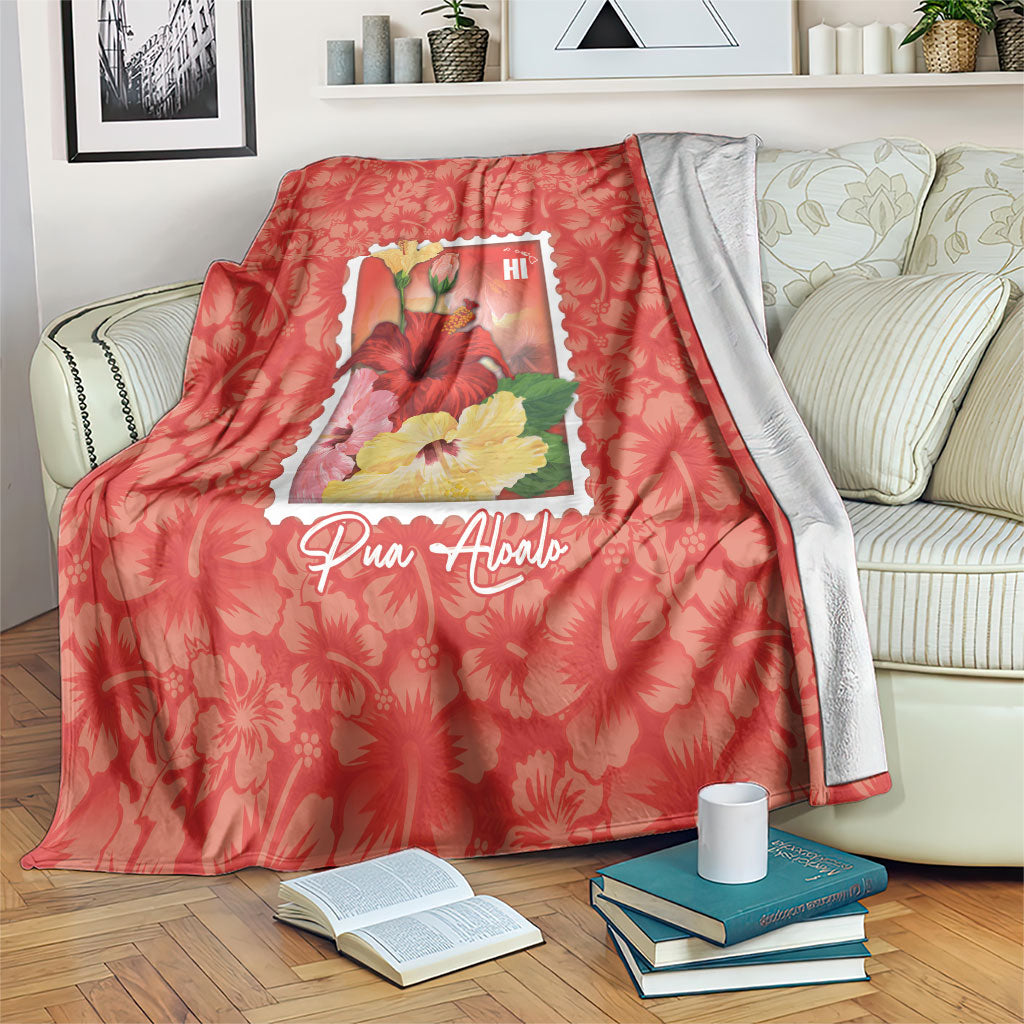 Aloha Hawaii Pua Aloalo Blanket Hawaiian Hibiscus Flowers Stylized Stamp LT14 Red - Polynesian Pride