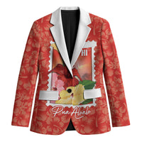 Aloha Hawaii Pua Aloalo Blazer Hawaiian Hibiscus Flowers Stylized Stamp LT14 Unisex Red - Polynesian Pride