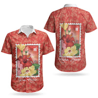 Aloha Hawaii Pua Aloalo Couples Matching Long Sleeve Bodycon Dress and Hawaiian Shirt Hawaiian Hibiscus Flowers Stylized Stamp LT14 - Polynesian Pride
