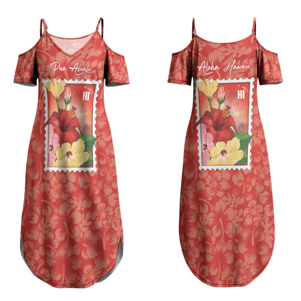 Aloha Hawaii Pua Aloalo Couples Matching Summer Maxi Dress and Hawaiian Shirt Hawaiian Hibiscus Flowers Stylized Stamp LT14 - Polynesian Pride