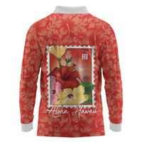 Aloha Hawaii Pua Aloalo Long Sleeve Polo Shirt Hawaiian Hibiscus Flowers Stylized Stamp LT14 - Polynesian Pride
