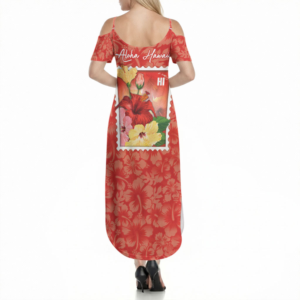 Aloha Hawaii Pua Aloalo Summer Maxi Dress Hawaiian Hibiscus Flowers Stylized Stamp LT14 - Polynesian Pride