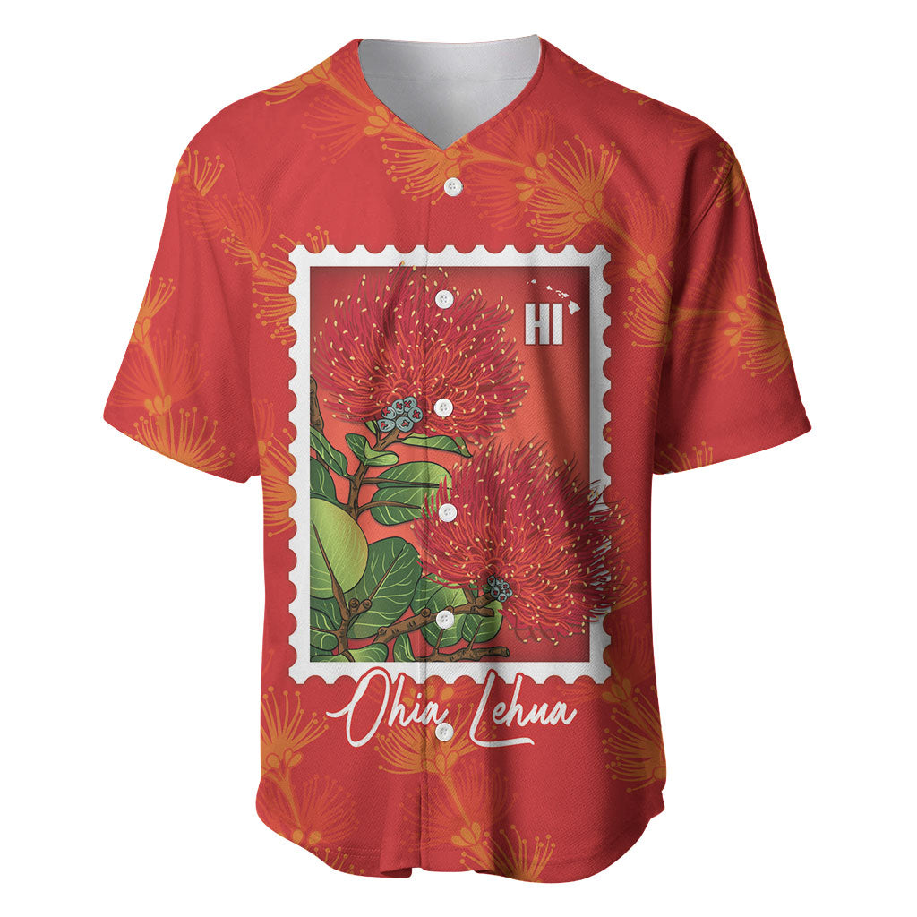 Aloha Hawaii Ohia Lehua Baseball Jersey Hawaiian Lei Stylized Stamp