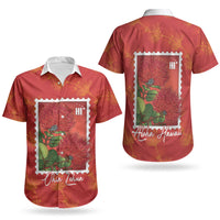 Aloha Hawaii Ohia Lehua Couples Matching Short Sleeve Bodycon Dress and Hawaiian Shirt Hawaiian Lei Stylized Stamp LT14 - Polynesian Pride