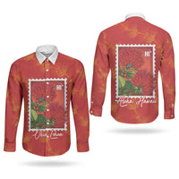 Aloha Hawaii Ohia Lehua Couples Matching Short Sleeve Bodycon Dress and Long Sleeve Button Shirt Hawaiian Lei Stylized Stamp LT14 - Polynesian Pride